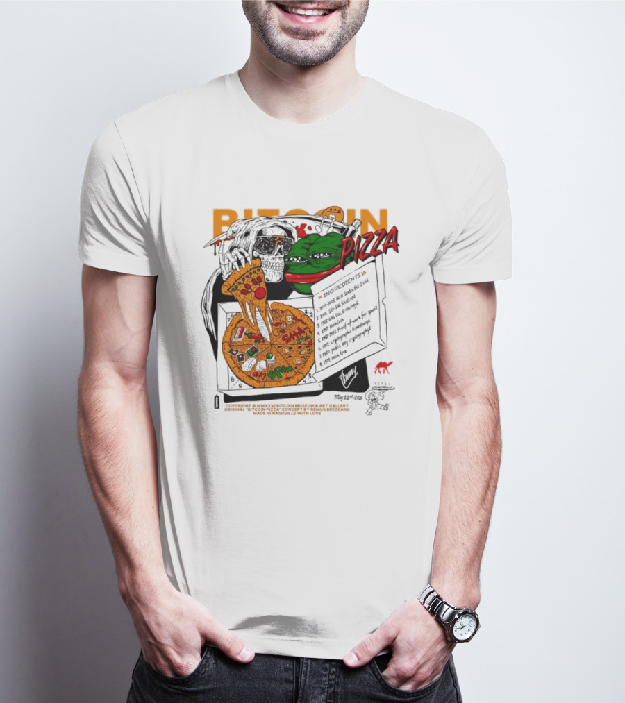 Kermit The Frog Pepe Pizza Ingredients Bitcoin Meme T-Shirt