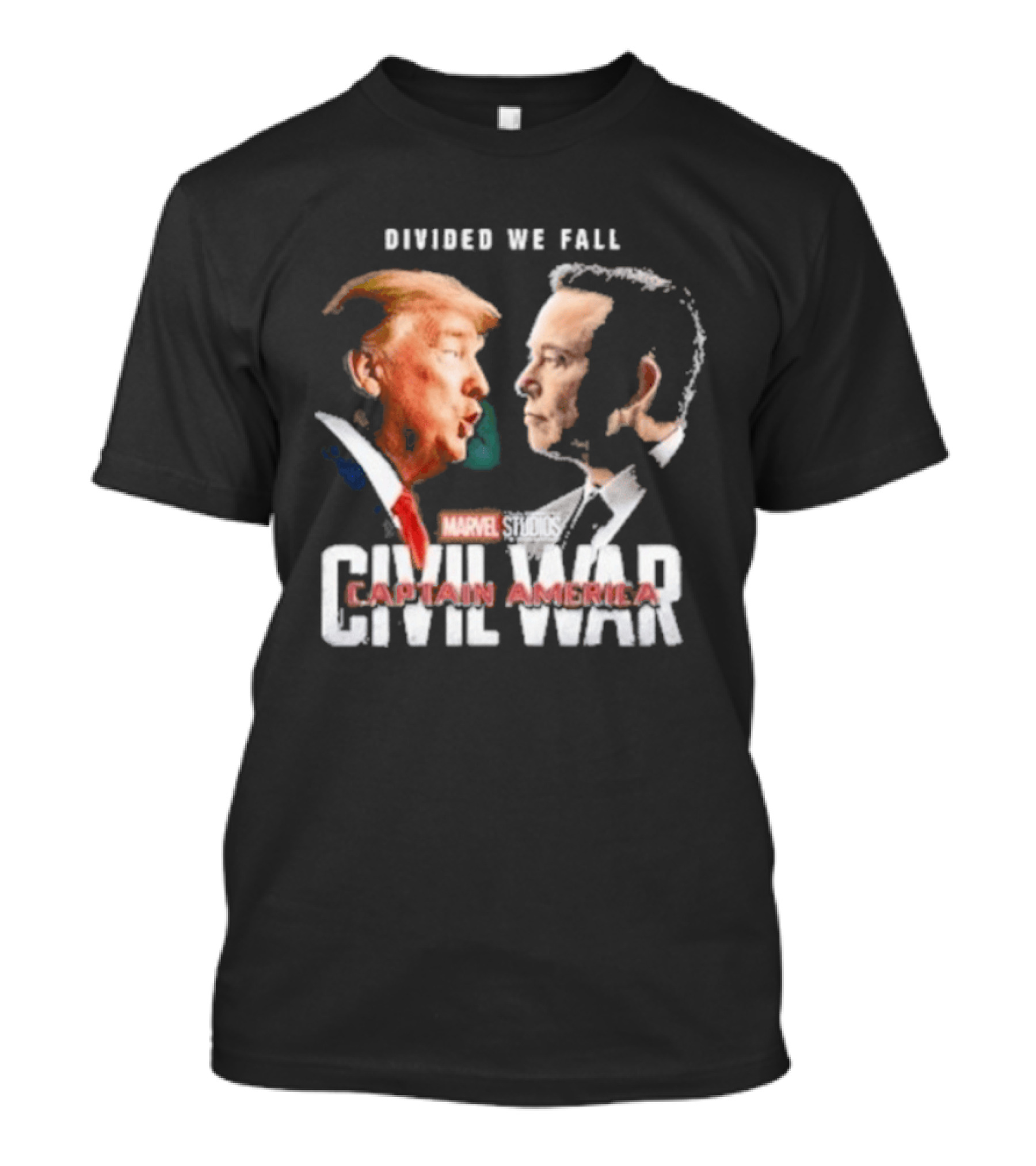 Marvel Studios Civil War Divided We Fall Captain America Trump Vs Elon T-Shirt