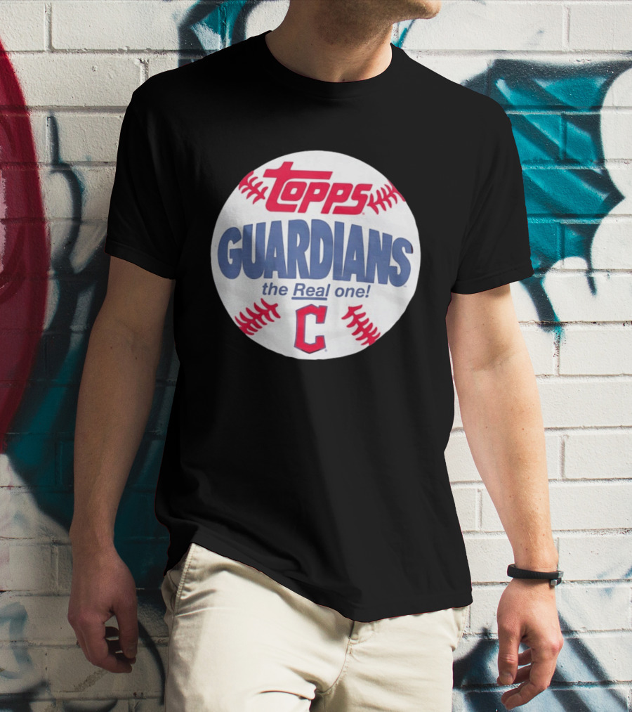 Cleveland Guardians Topps The Real One Baseball Shape T-Shirt