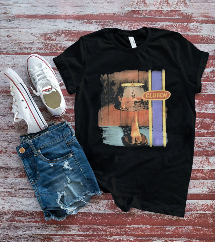 Clutch Transnational Speedway League Lamp Imagery With Deer And Wood Paneling T-Shirt