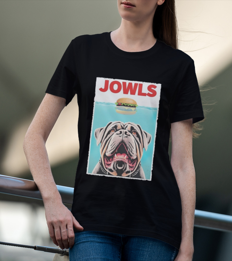 Jowls Mastiff Burger Floating Above Water T-Shirt