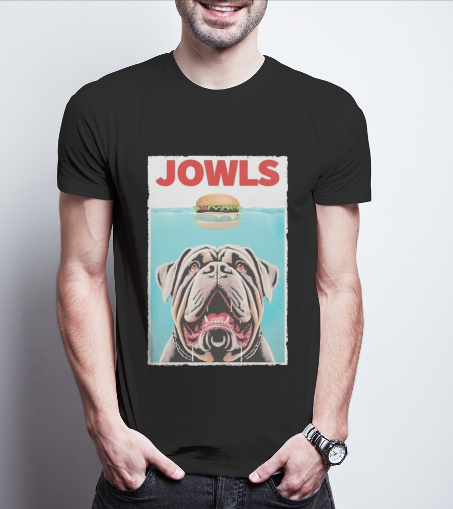 Jowls Mastiff Burger Floating Above Water T-Shirt