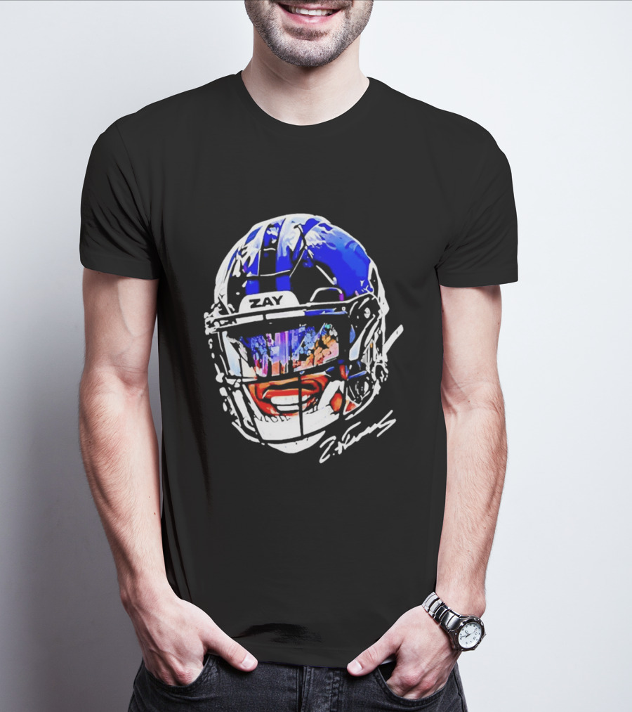 Zay Flowers Baltimore Ravens Big Face Helmet T-Shirt