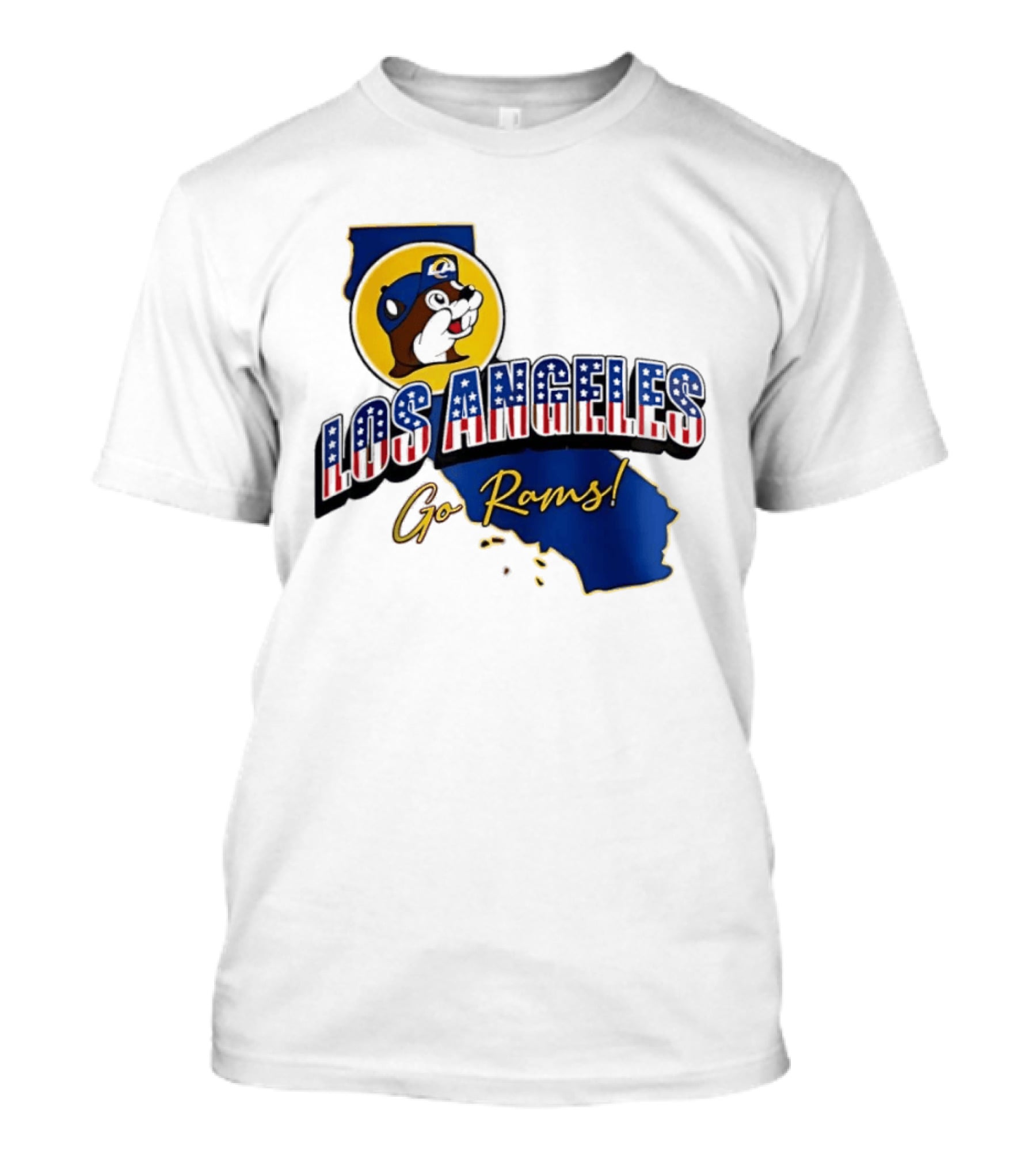 Los Angeles Rams Buc Ee's California Map Go Rams T-Shirt