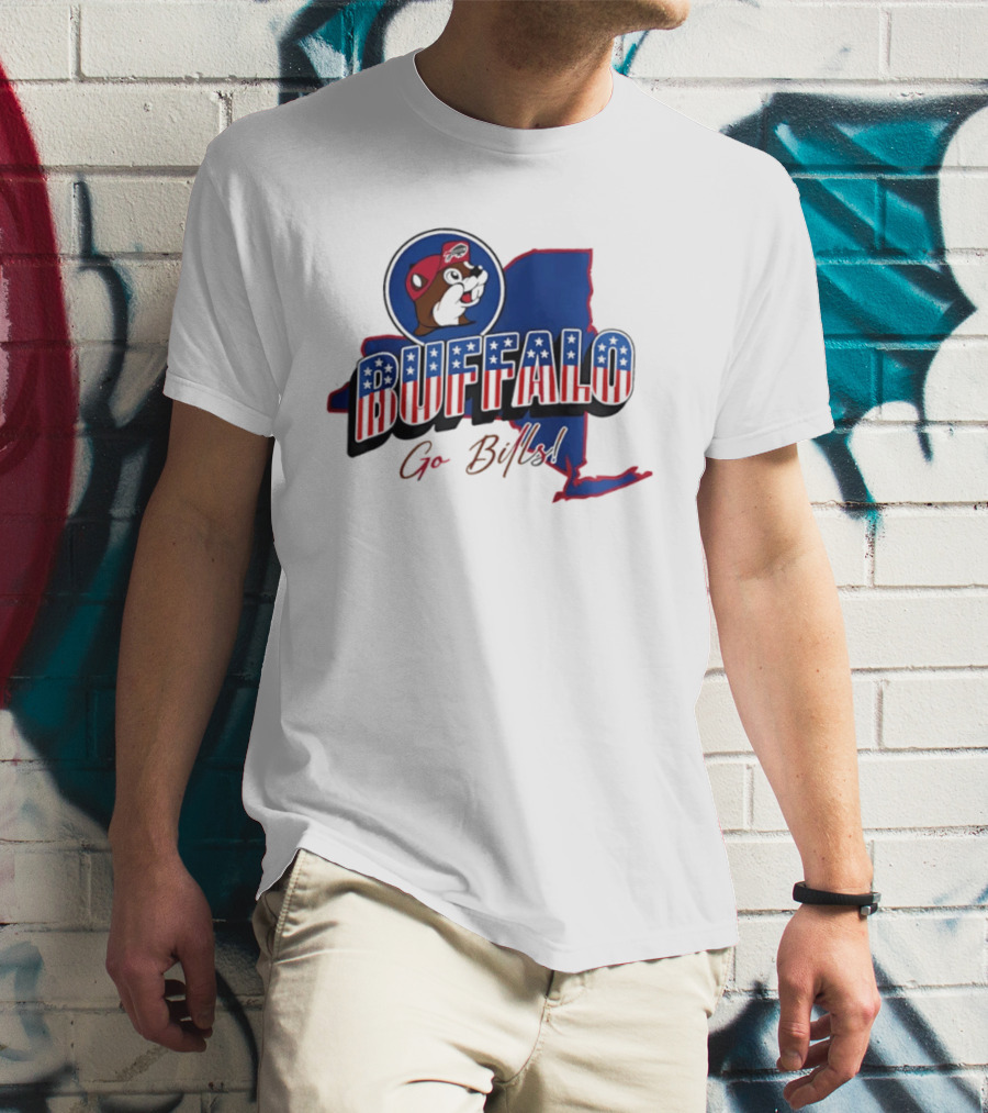 Buffalo Bills Buc Ee's Patriotic Go Bills Map T-Shirt