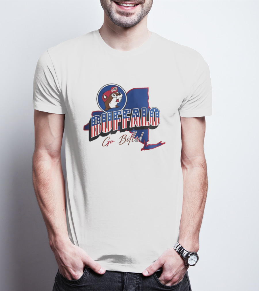 Buffalo Bills Buc Ee's Patriotic Go Bills Map T-Shirt