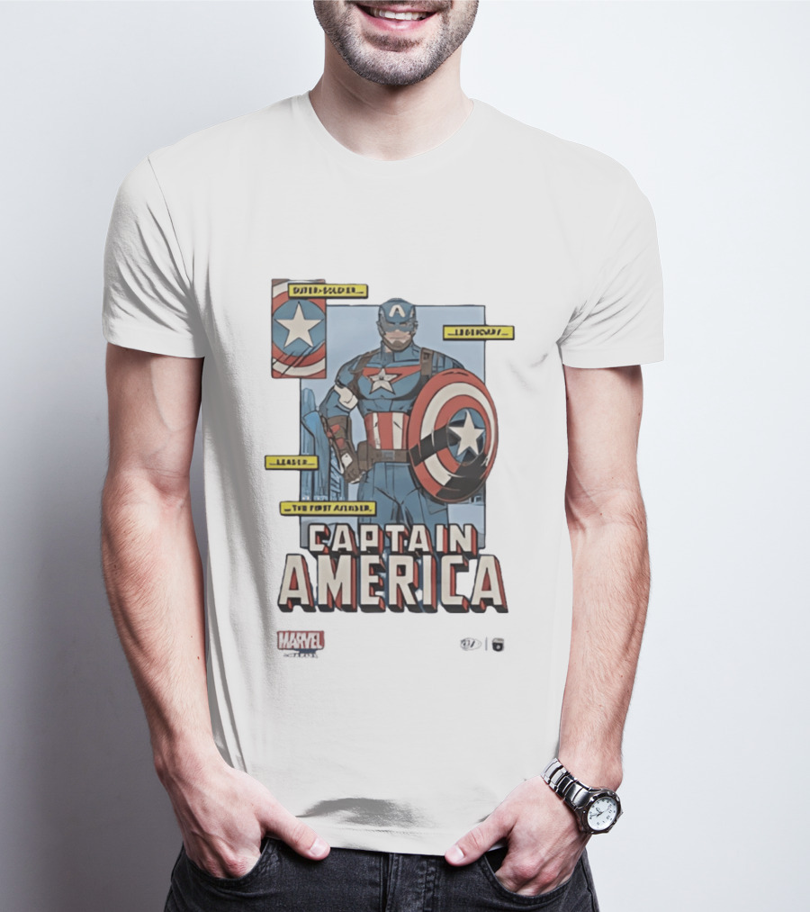 Captain America Marvel Comics Bold Soldier Shield Hero T-Shirt