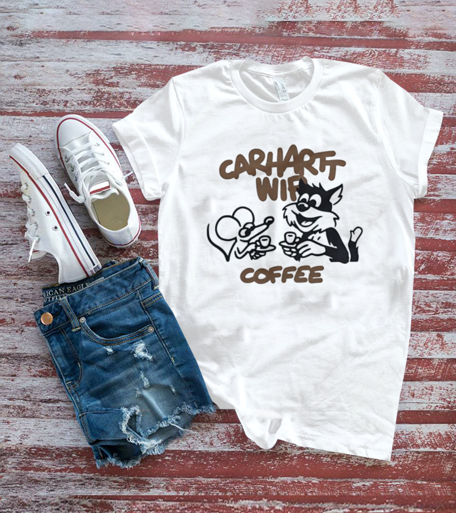 Carhartt Wifi Coffee Mouse Cat Drinking Coffee T-Shirt