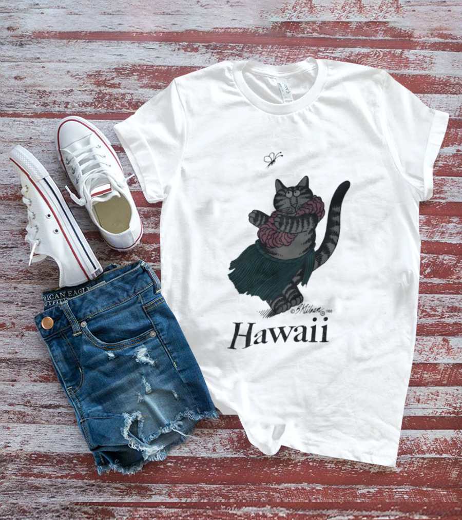 B Kliban Cat In Hula Skirt Hawaii T-Shirt