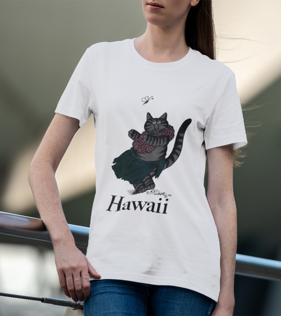 B Kliban Cat In Hula Skirt Hawaii T-Shirt