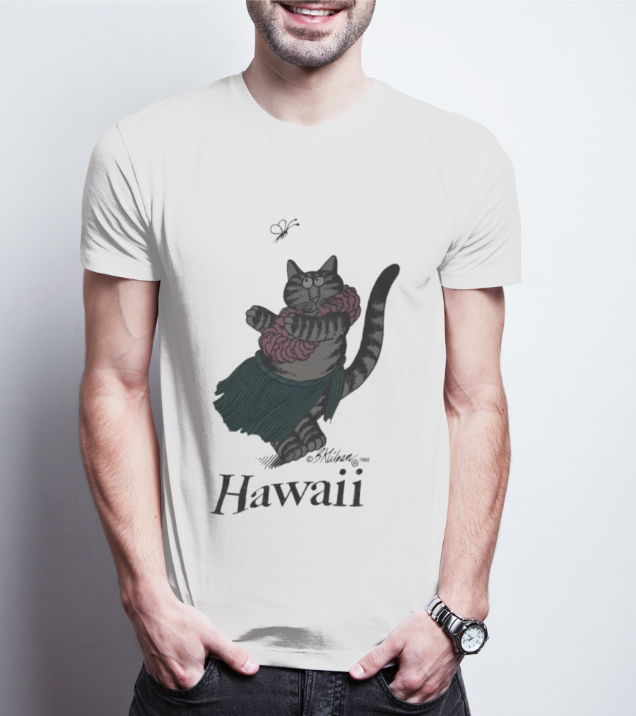 B Kliban Cat In Hula Skirt Hawaii T-Shirt