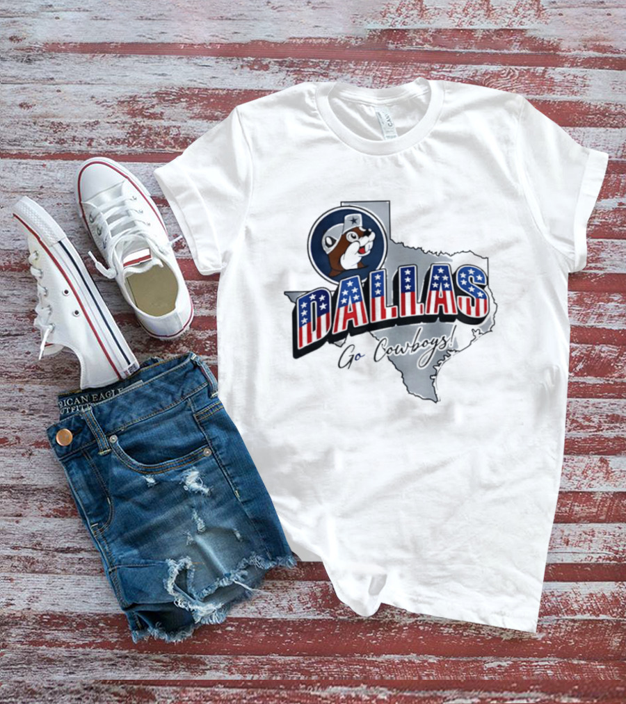 Dallas Cowboys Buc Ee's Patriotic Texas Map Go Cowboys T-Shirt