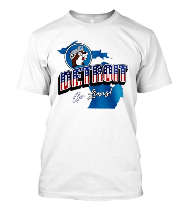 Detroit Lions Buc Ee's Go Lions Patriotic Michigan Map T-Shirt