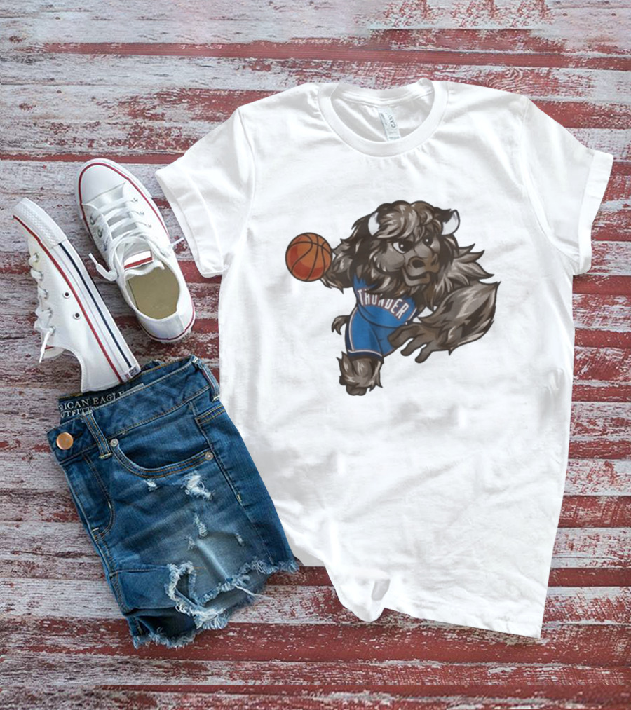 Oklahoma City Thunder Rumble The Bison Basketball Mascot Fun T-Shirt