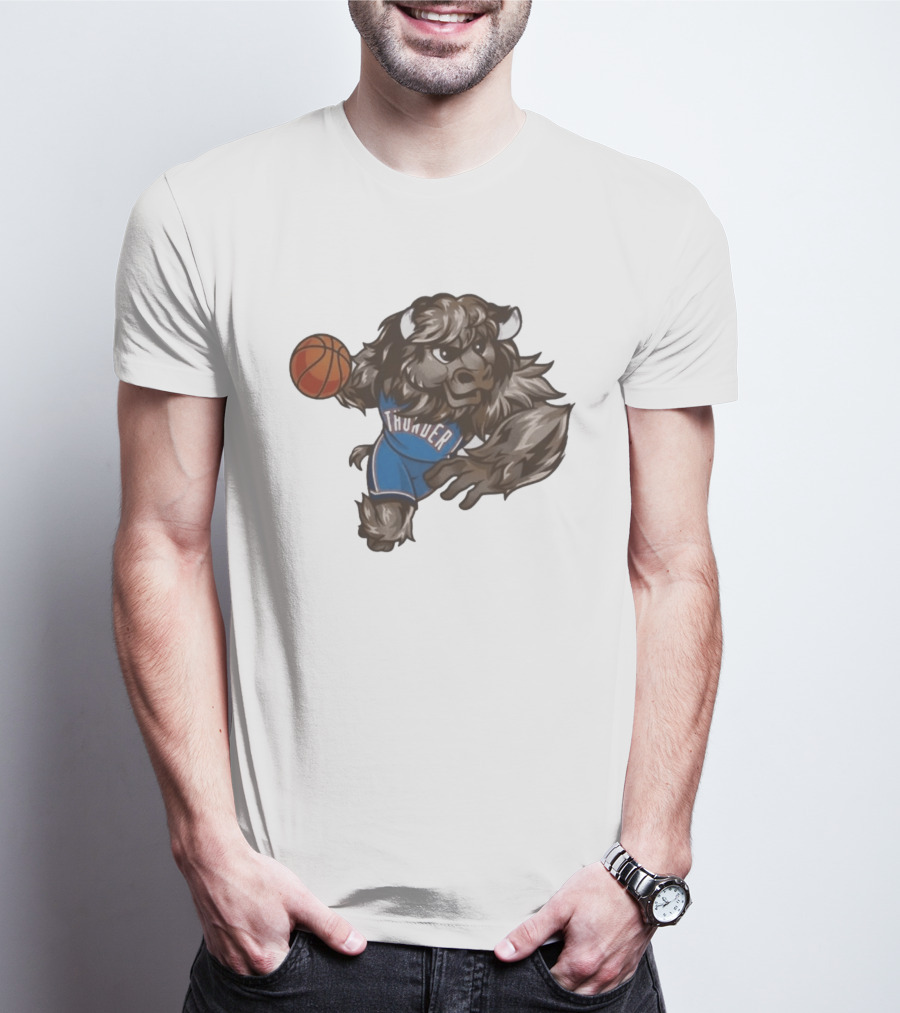 Oklahoma City Thunder Rumble The Bison Basketball Mascot Fun T-Shirt