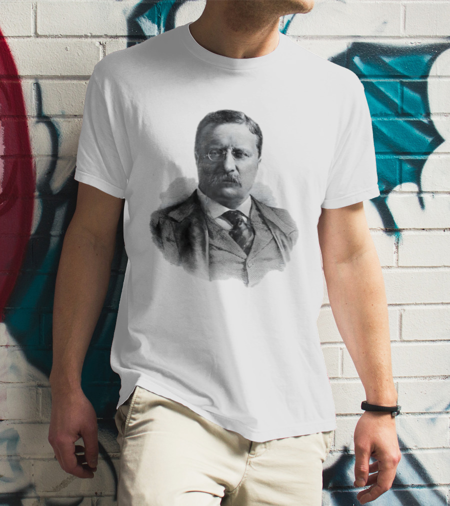 Theodore Roosevelt Engraving President USA Iconic Historical Figure T-Shirt