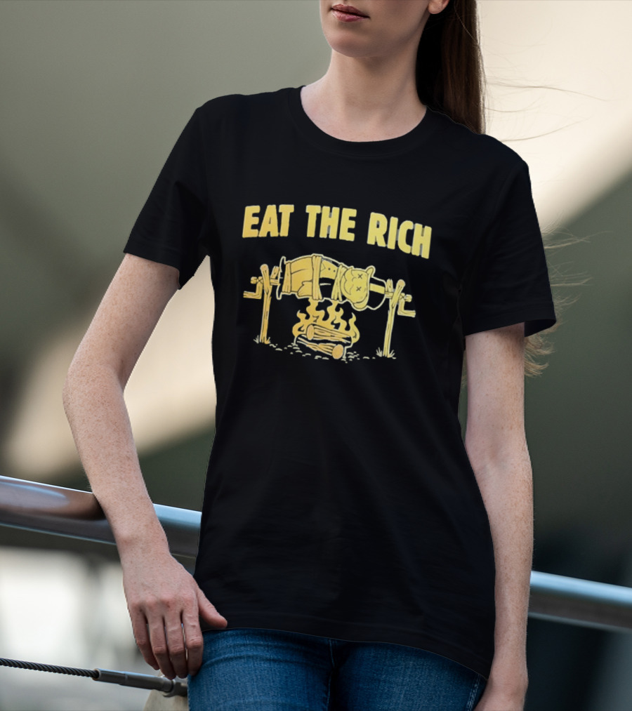 Eat The Rich Monopoly Man Over Campfire Satire T-Shirt