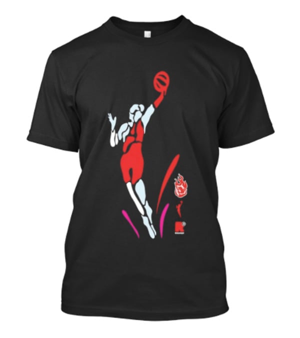 Portland Fire WNBA Round 21 Basketball Victory Player Silhouette Flame T-Shirt