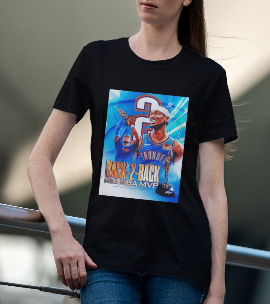 Shai Gilgeous Alexander OKC Thunder Back 2 Back Kia NBA MVP T-Shirt