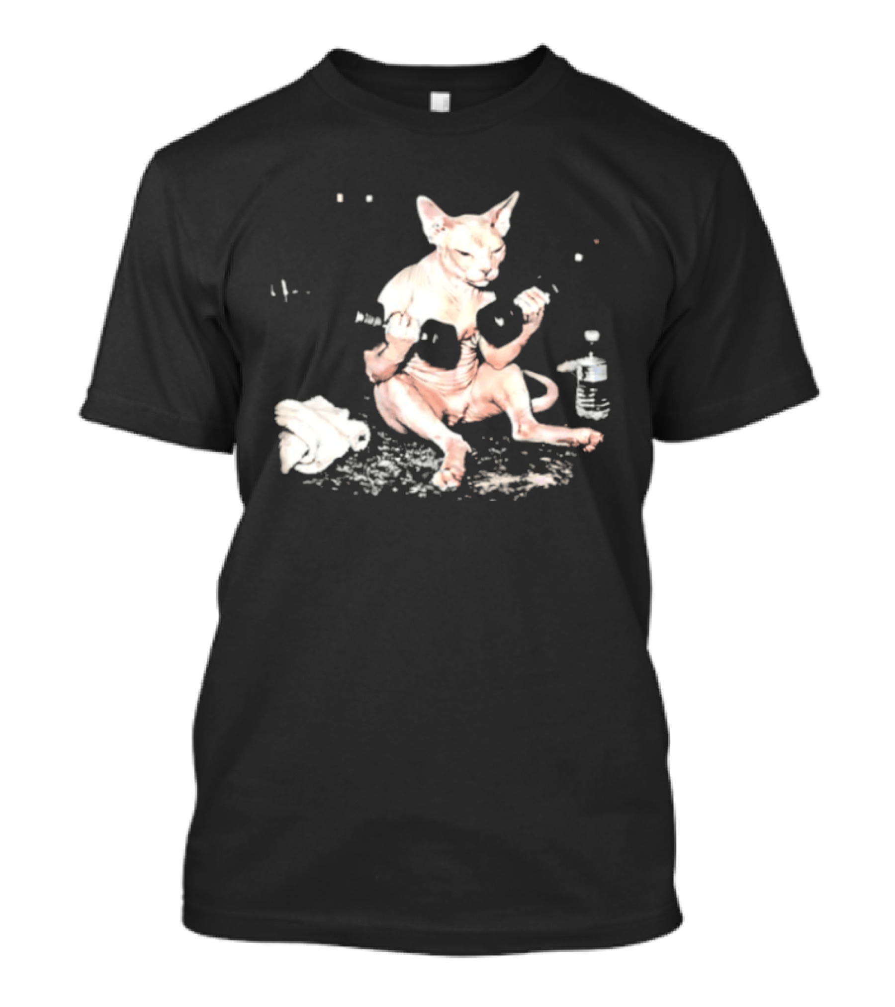 Sphynx Cat Lifting Weights Fitness T-Shirt