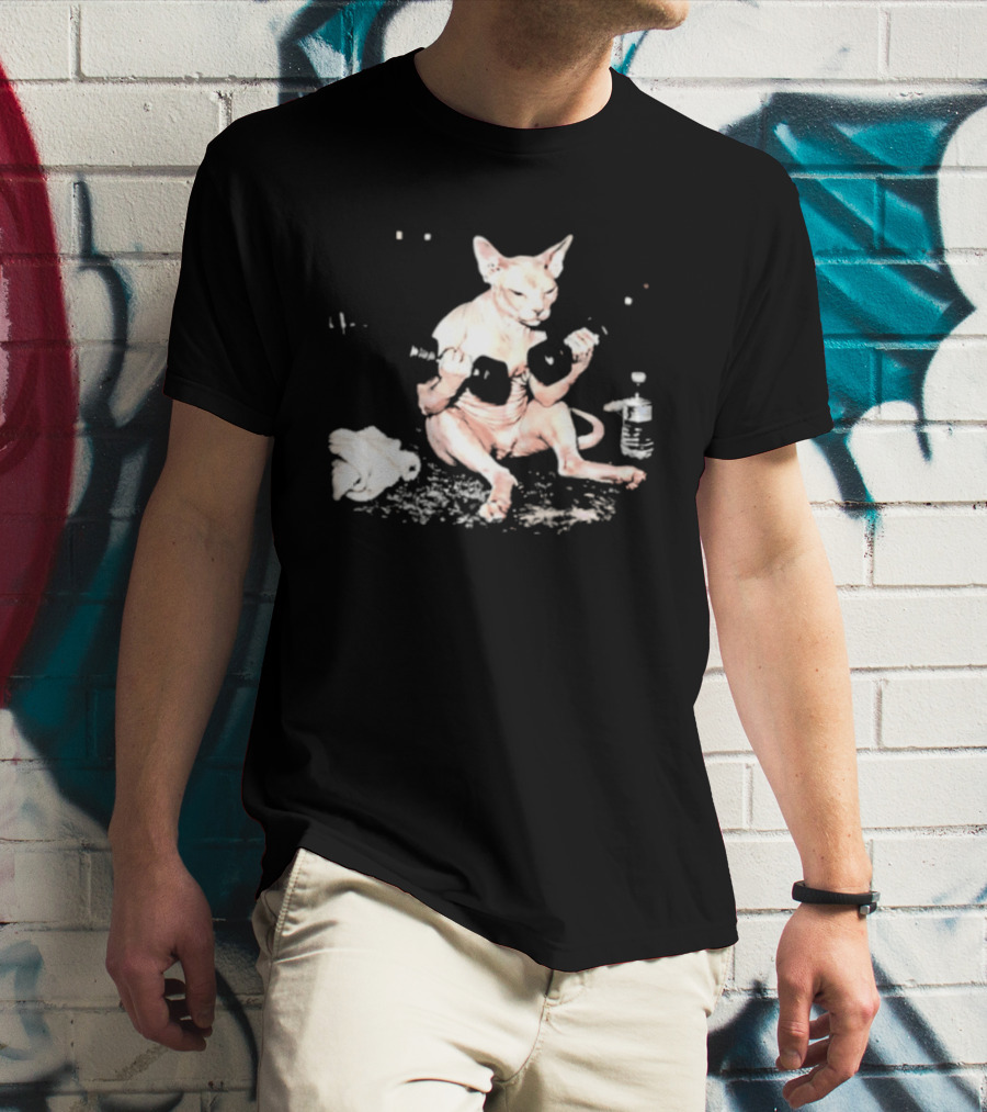 Sphynx Cat Lifting Weights Fitness T-Shirt