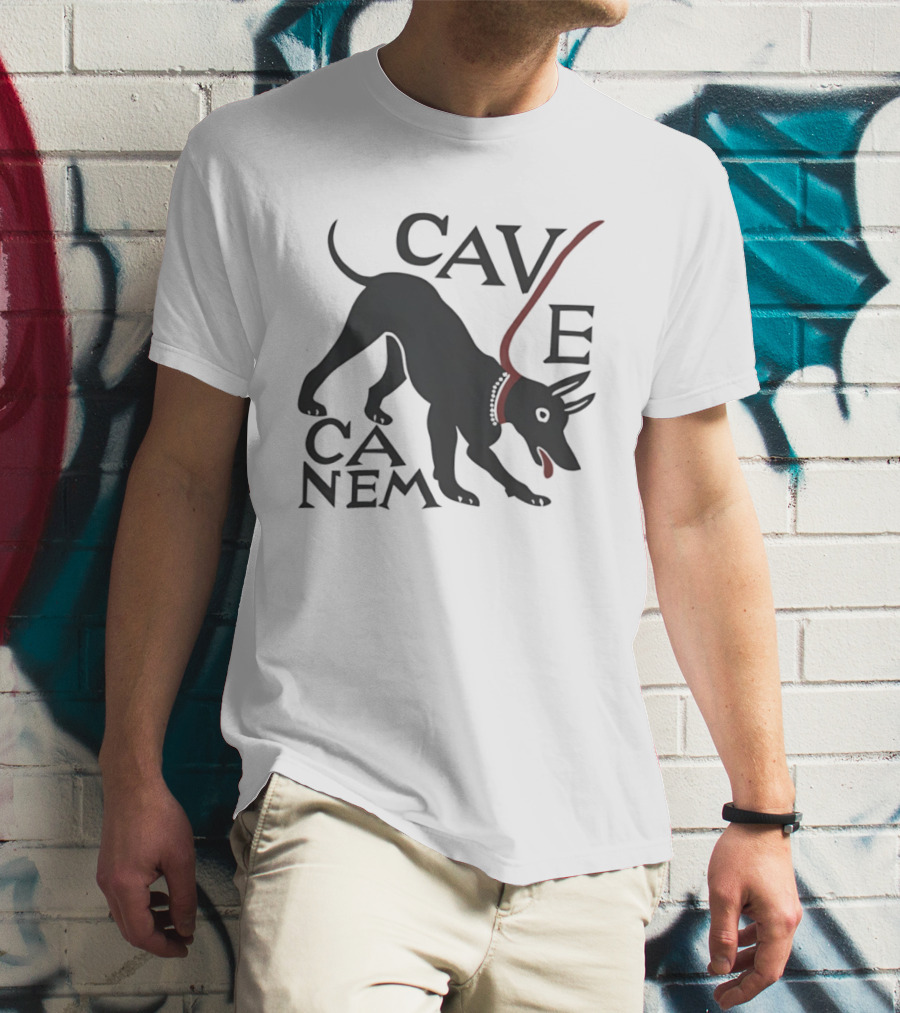 Cave Canem Beware Of The Dog Black Dog T-Shirt