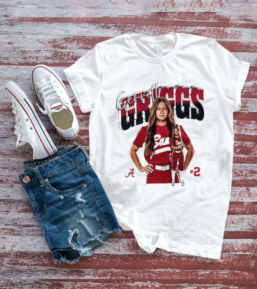 Gerritt Griggs Alabama Softball Player Red Uniform Number 2 T-Shirt