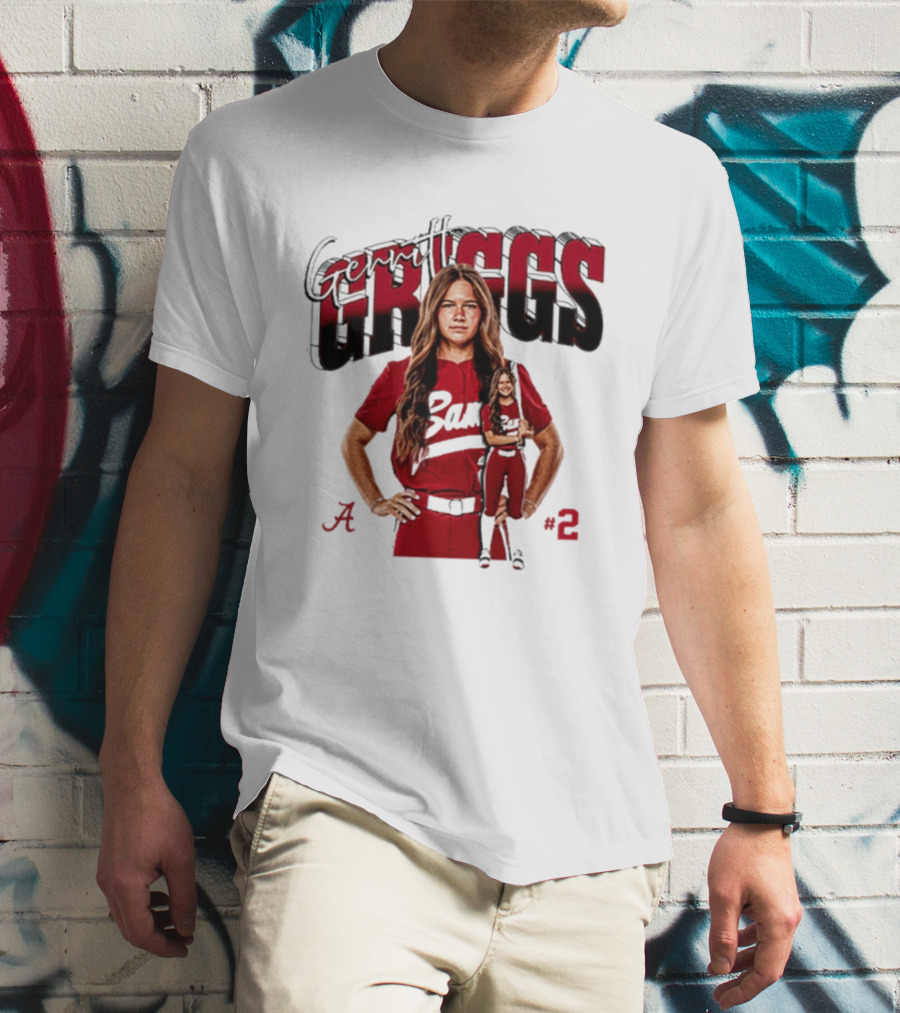 Gerritt Griggs Alabama Softball Player Red Uniform Number 2 T-Shirt