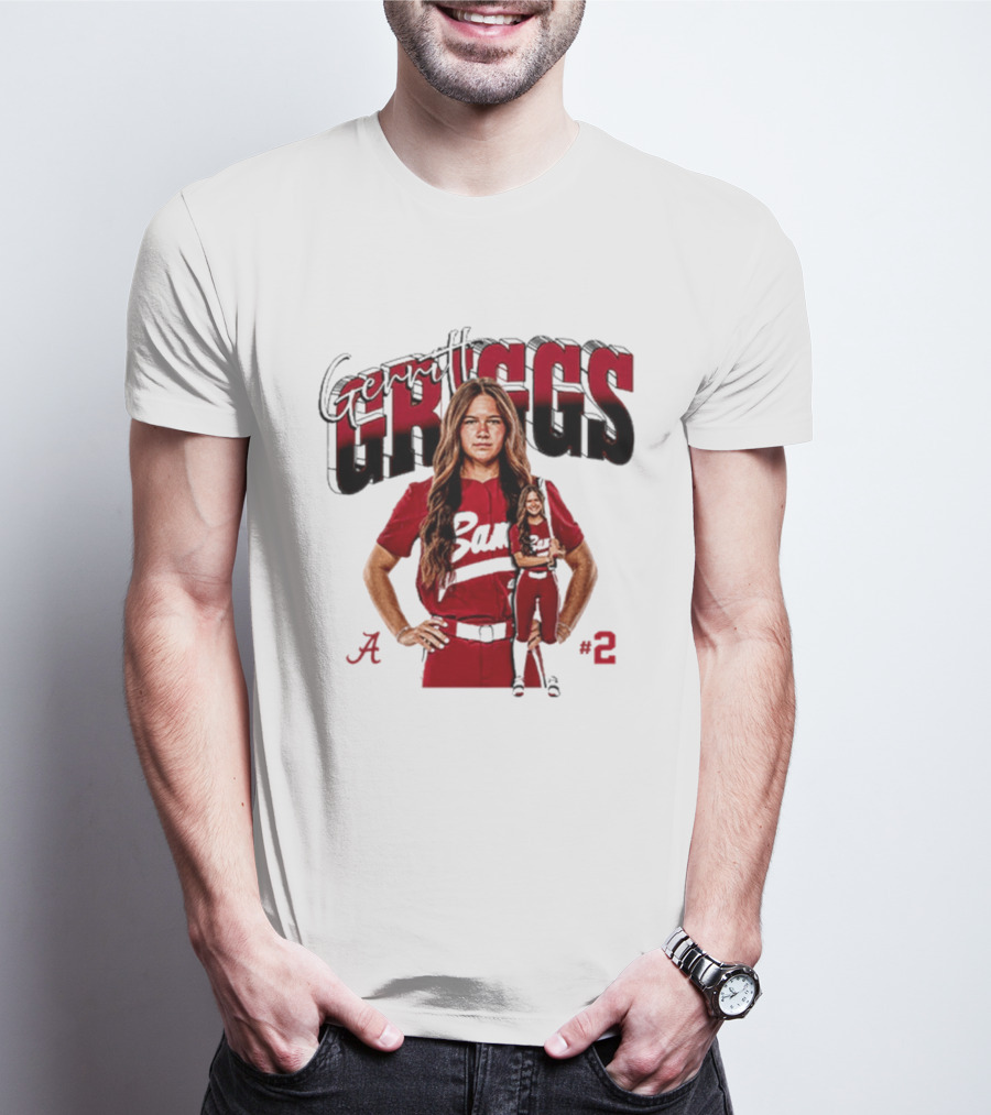 Gerritt Griggs Alabama Softball Player Red Uniform Number 2 T-Shirt