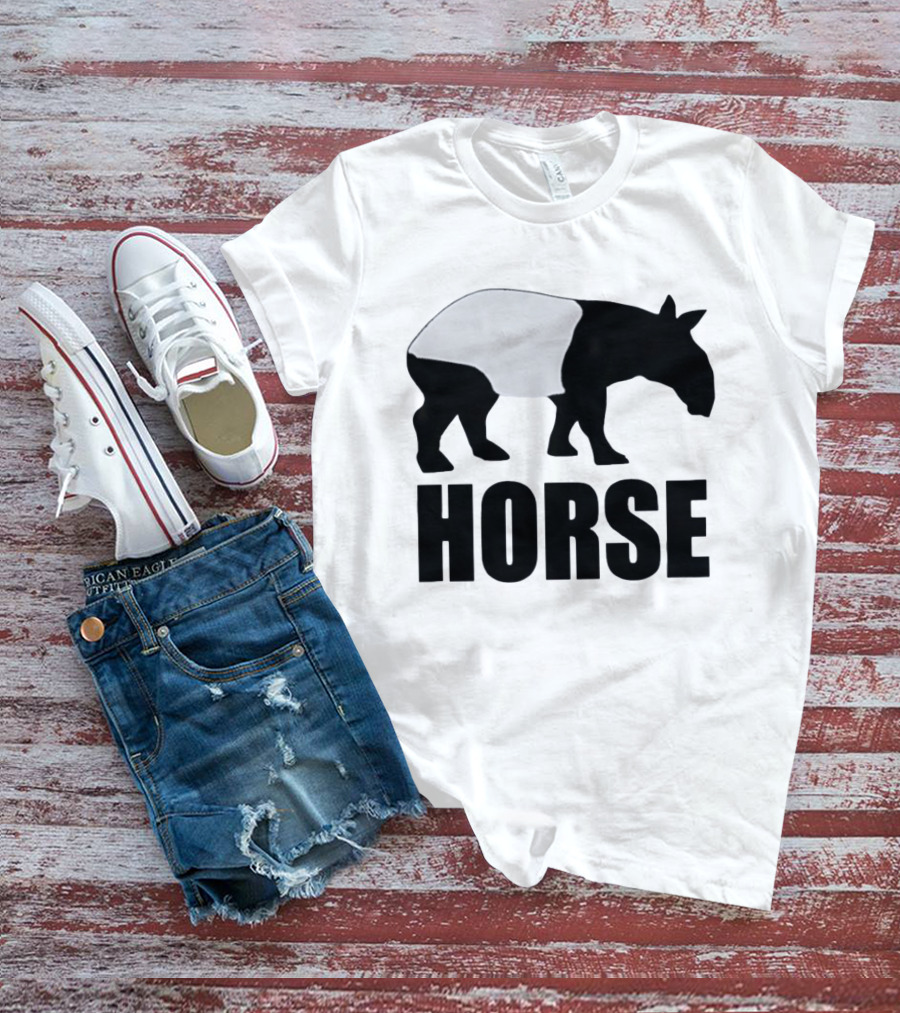 Mislabeled Animal Tapir Silhouette With Horse Text Optical Illusion T-Shirt