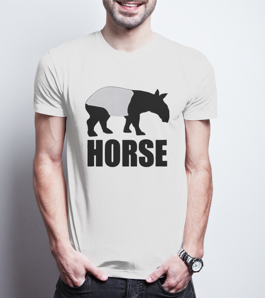 Mislabeled Animal Tapir Silhouette With Horse Text Optical Illusion T-Shirt
