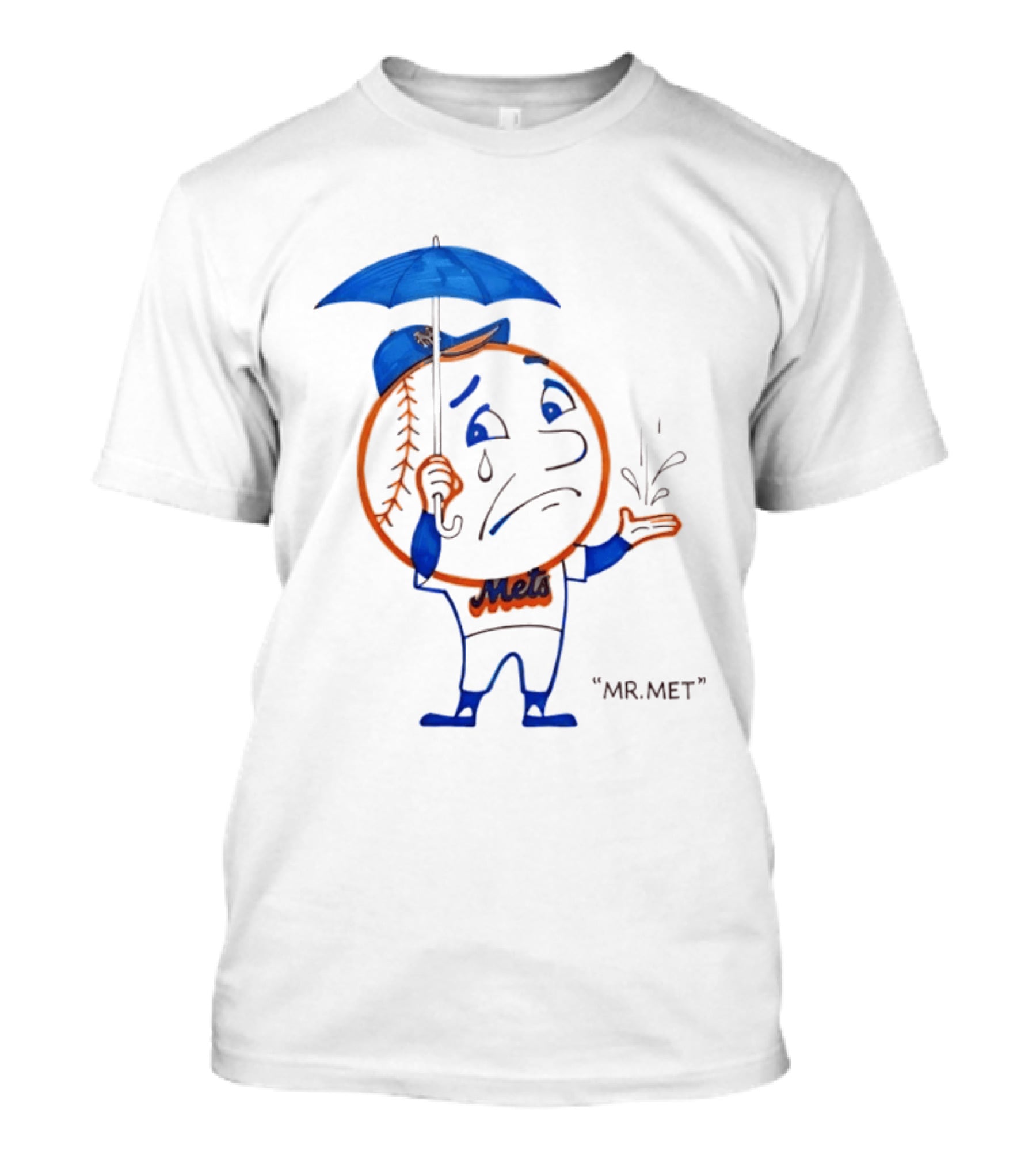 Mr Met New York Mets Rainy Day Mascot Umbrella Splash T-Shirt
