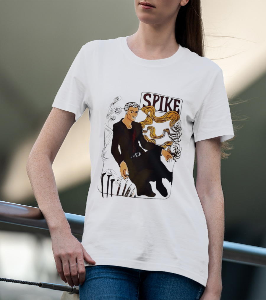 Spike Buffy The Vampire Slayer Illustrated Design With Abstract Vines And Accents T-Shirt