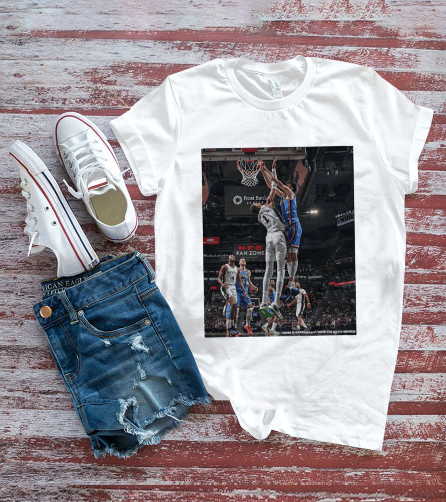 Victor Wembanyama San Antonio Spurs Dunk Vs Oklahoma City NBA Action T-Shirt