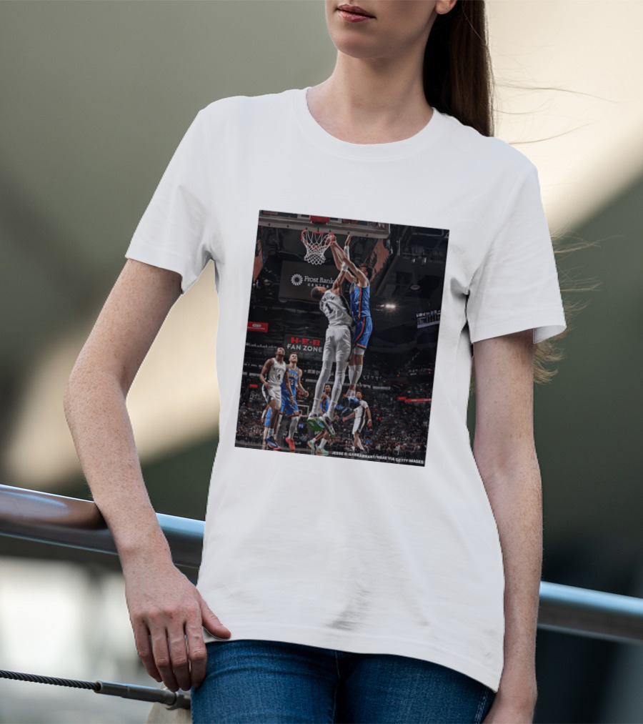 Victor Wembanyama San Antonio Spurs Dunk Vs Oklahoma City NBA Action T-Shirt