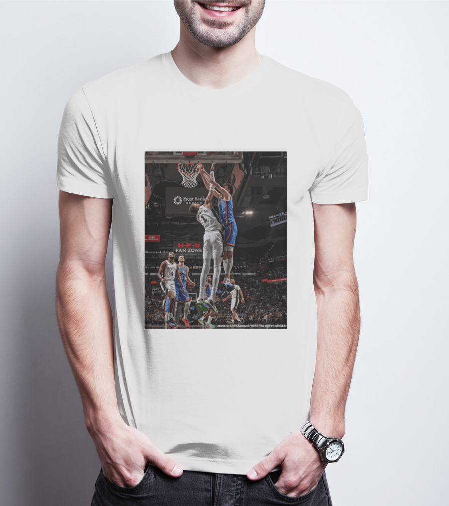 Victor Wembanyama San Antonio Spurs Dunk Vs Oklahoma City NBA Action T-Shirt