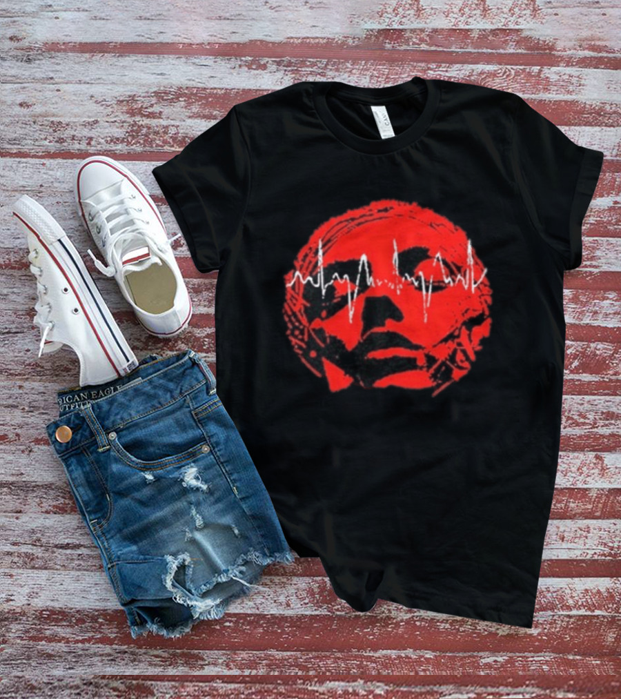 Converge Hum Of Hurt Red Face With White Waveform Lines T-Shirt