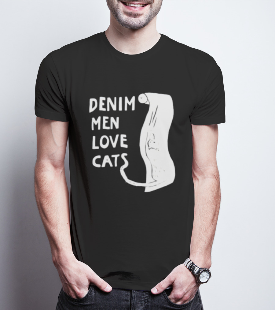Denim Men Love Cats Fashion T-Shirt