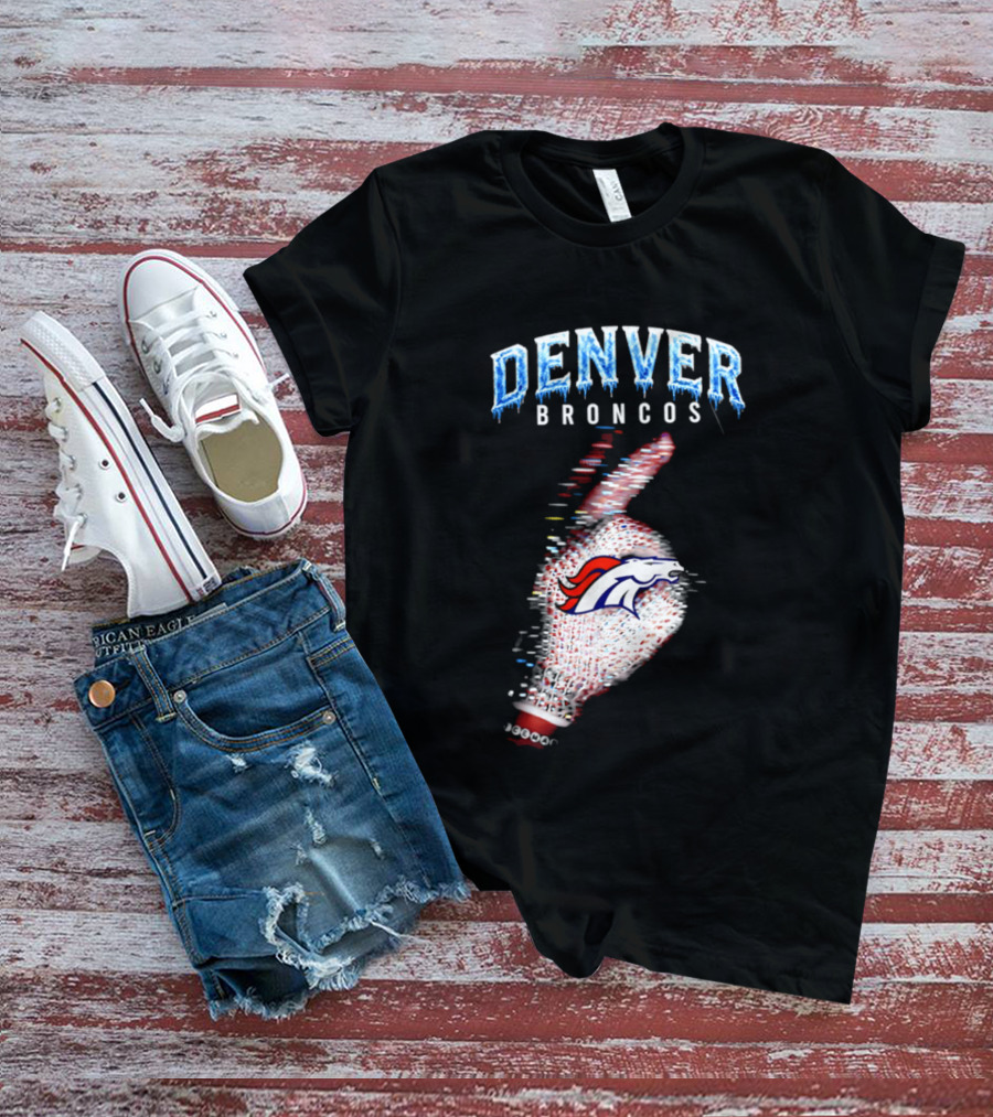 Denver Broncos Iceman 2026 Logo Glitched Hand Signal T-Shirt