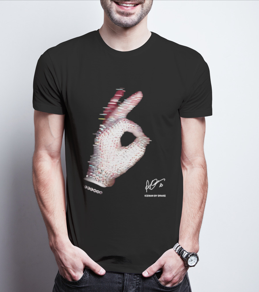 Iceman Hand Gesture By Drake Sign With Rhinestones T-Shirt