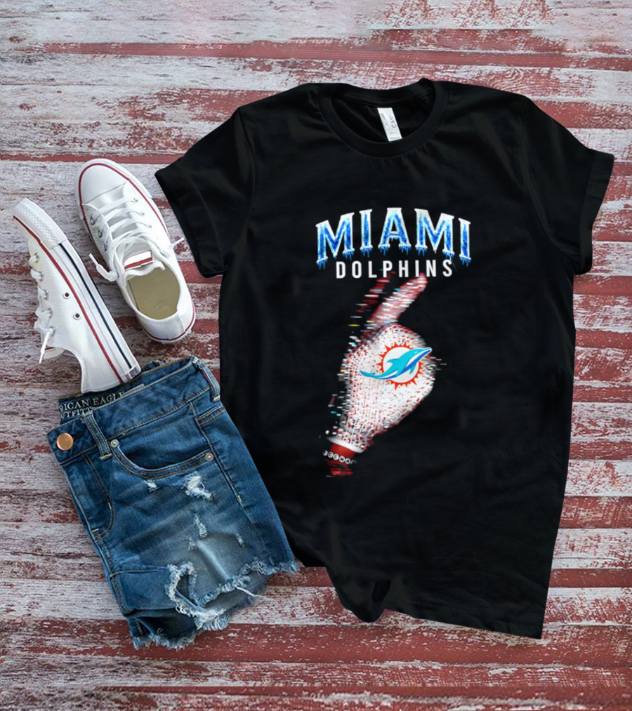 Miami Dolphins Iceman 2026 Glitch Effect Fan Gear T-Shirt