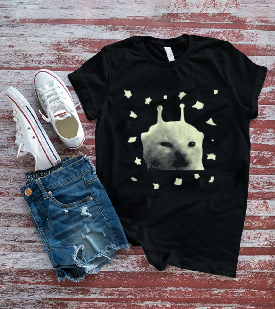 Y2K Alien Cat Meme With Stars T-Shirt