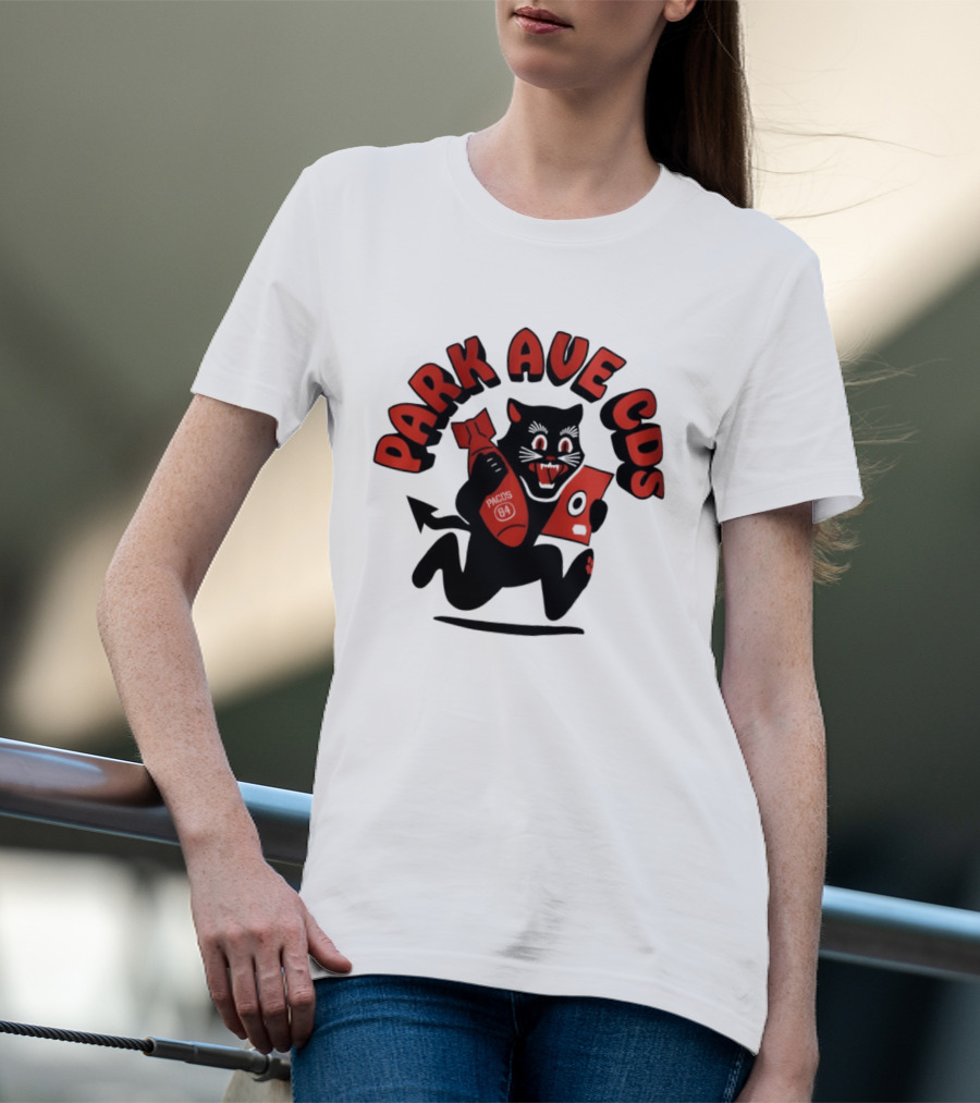 Park Ave CDS Black Cat Holding CD And Bomb T-Shirt