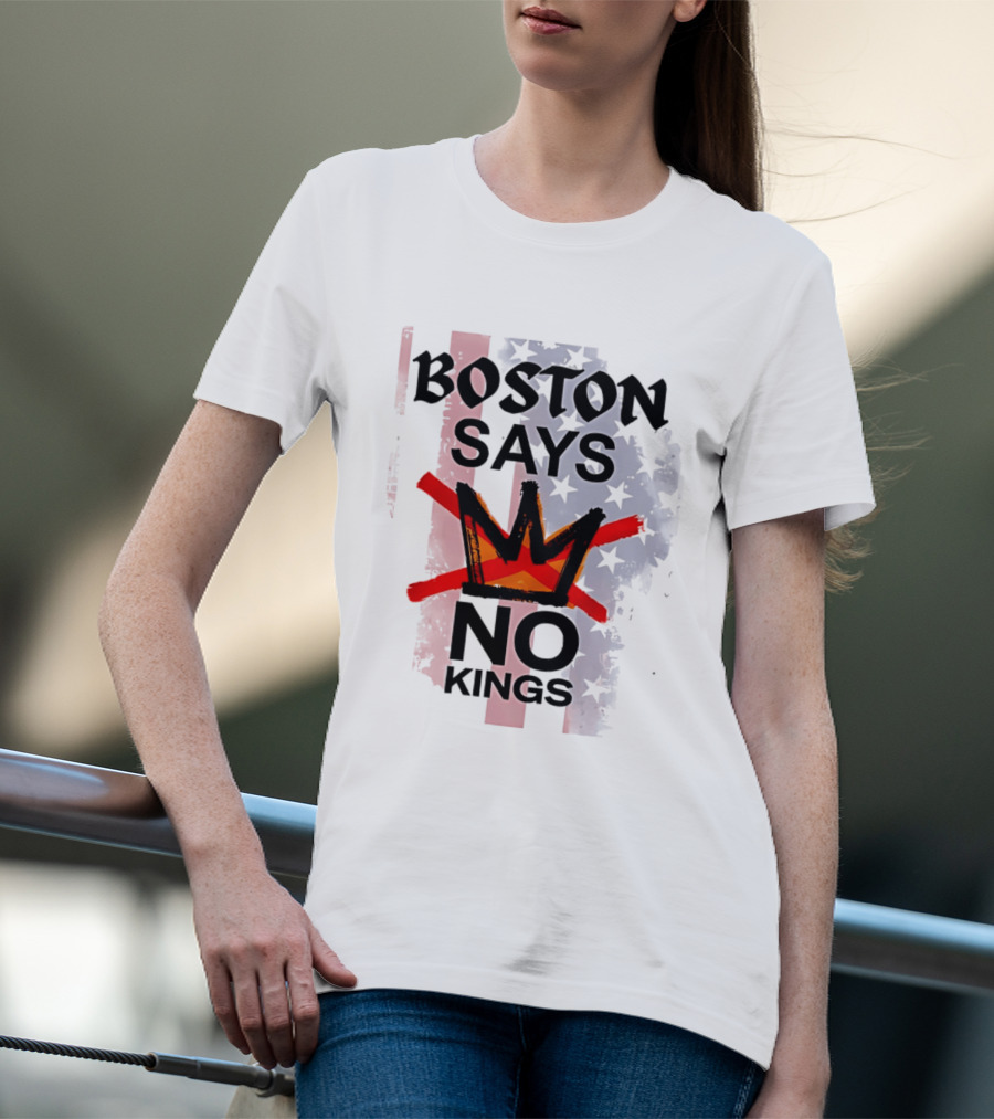Boston Says No Kings Crown Symbol Stars T-Shirt