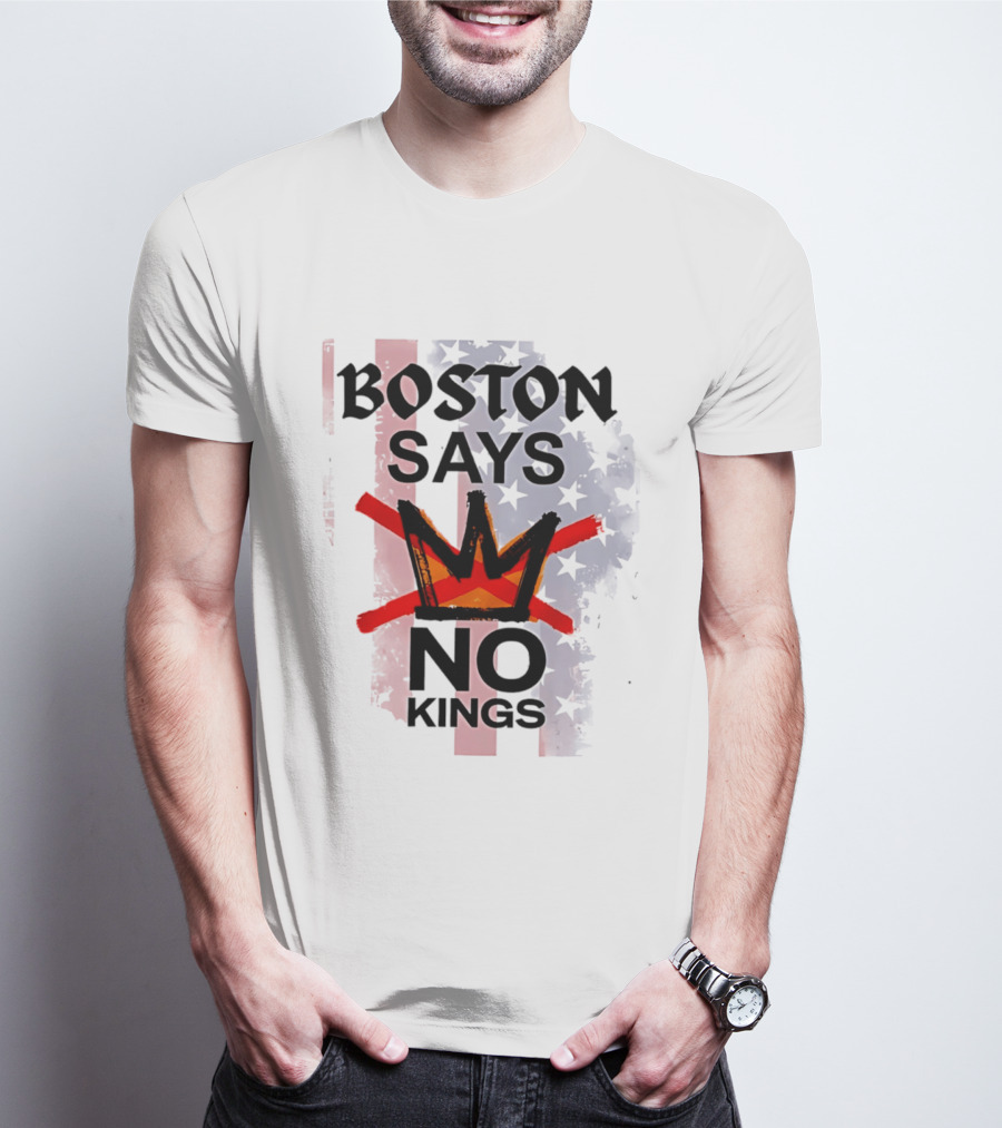 Boston Says No Kings Crown Symbol Stars T-Shirt