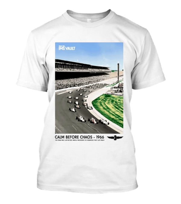 From The IMS Vault Calm Before Chaos 1966 Indianapolis Motor Speedway Racing Scene T-Shirt