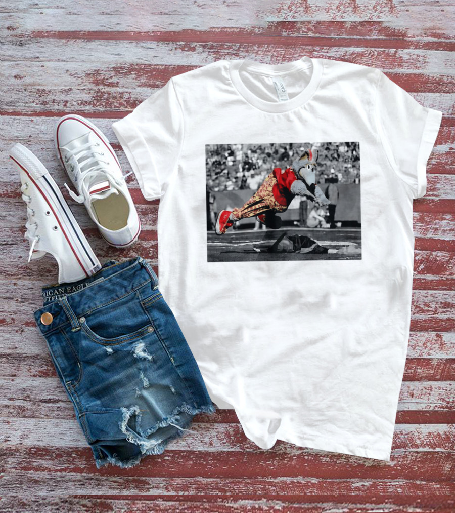 Cyrus Allen K.C. Wolf Flying Leap Football Mascot Action T-Shirt
