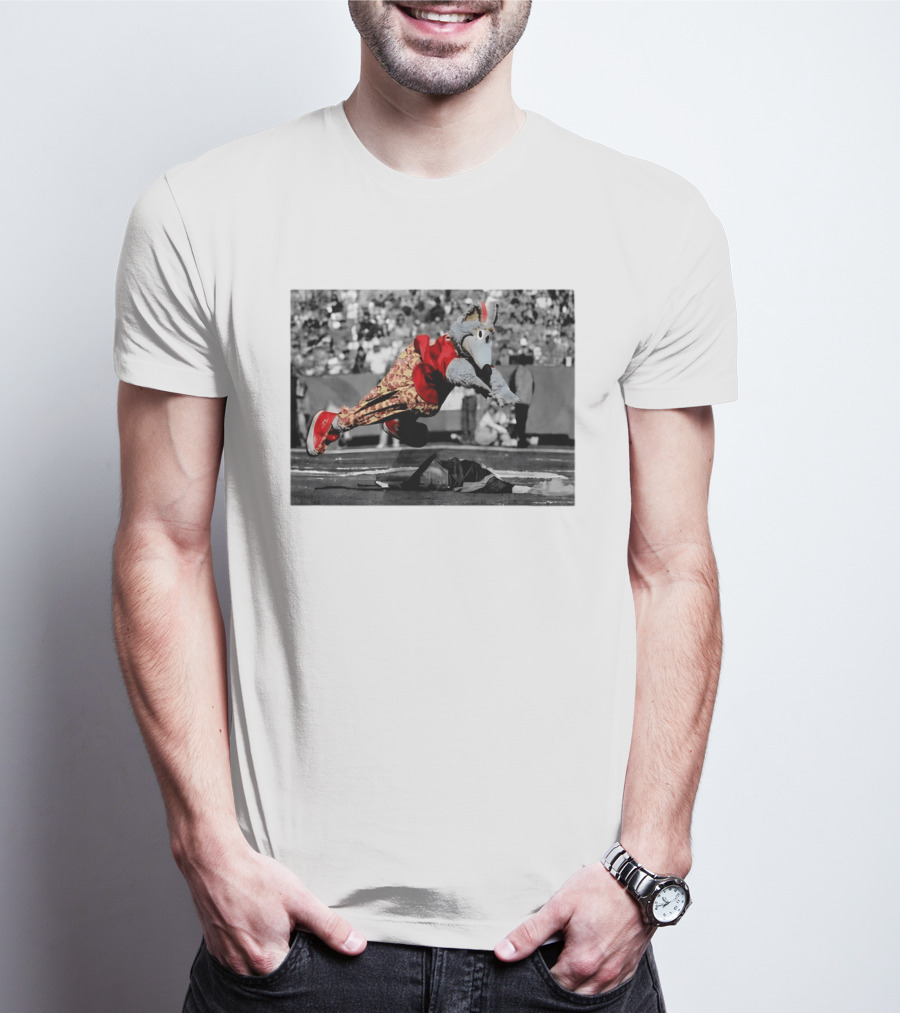 Cyrus Allen K.C. Wolf Flying Leap Football Mascot Action T-Shirt