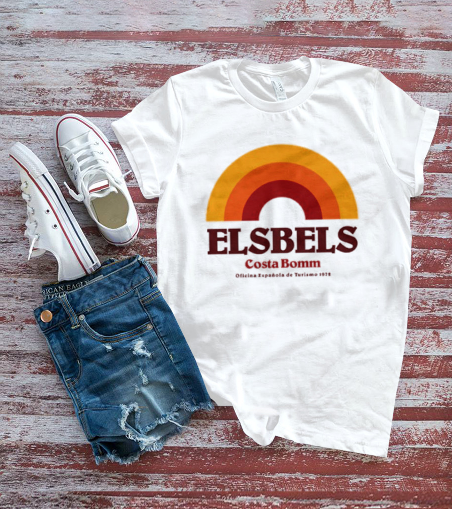 Elsbels Costa Bomm Oficina Española De Turismo 1978 Retro Rainbow T-Shirt