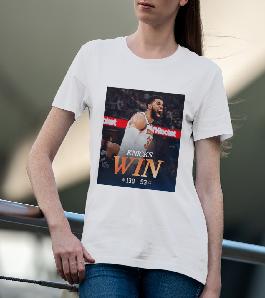 Knicks Win 130 93 Celebration Victory Over Cleveland Playoffs Sweep T-Shirt